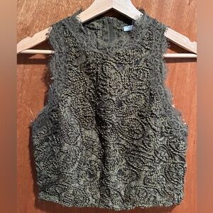 Zara Olive Green Sleeveless Lace crop top